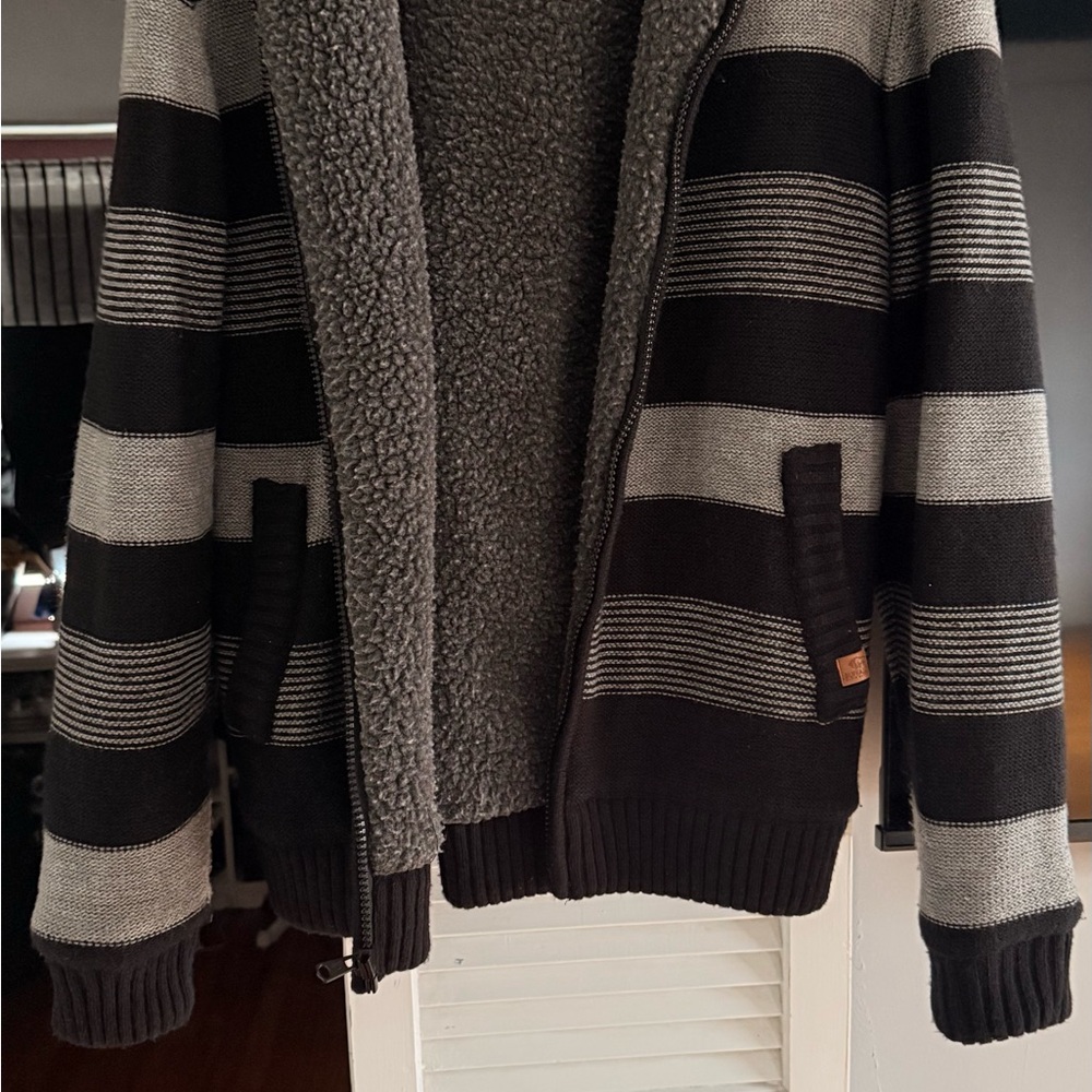 Buffalo David Bitton Men's Zip-Up Sweater in Gray and Black